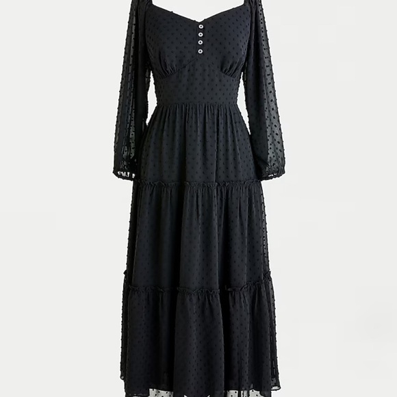 J. Crew Dresses & Skirts - J. Crew Tiered long-sleeve midi dress in swiss dot (Never Worn)